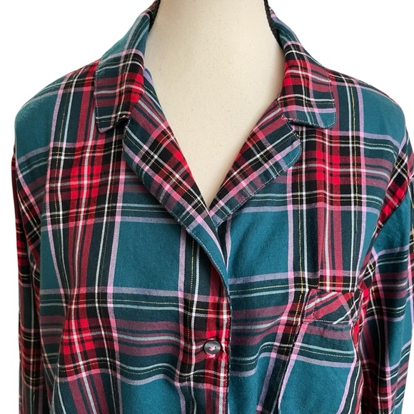 Victoria's Secret Green and Red Plaid Night Shirt L - Picture 2 of 7